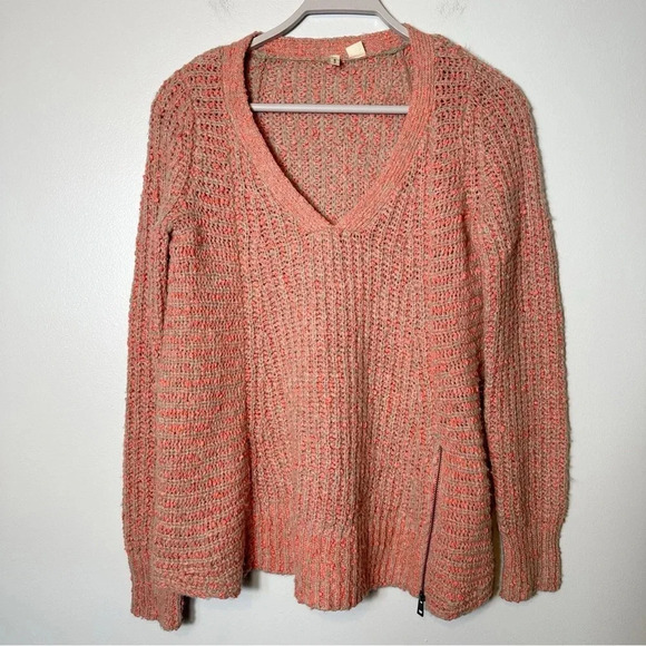 Anthropologie MOTH Wool Alpaca Blend Sweater Small Pink Pullover Chunky Knit - Picture 2 of 10